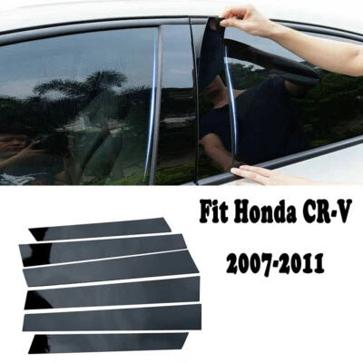 6x Postes de pilar negro brillante cubierta de moldura de puerta de ventana aptos para Honda CR-V 2007-2011 Foto 1 de 4