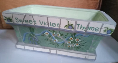 KATHY HATCH 2001 HERB MOSAIC STYLE  FLOWER POT - Image 1 of 4