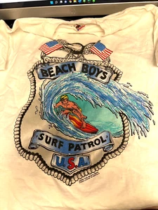 Vintage Beach Boys 1990 Surf Patrol USA Catch a wave White T Shirt size XL - Picture 1 of 3