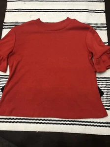 CUTE RED shein Too  Sleeve With Lower ruffle USA GIRLS size 13-14years EUC - Picture 1 of 7