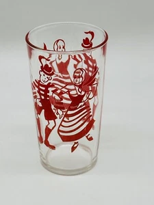 Vintage German Dancing Couple Lederhosen Drinking Glass Tumbler - Picture 1 of 8