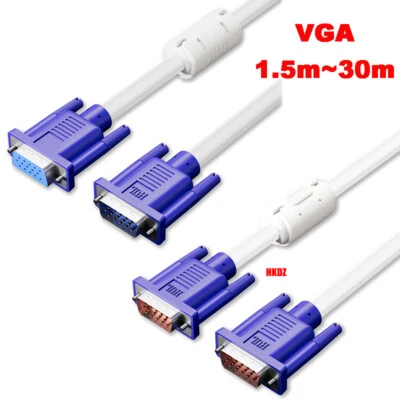 VGA Extension Cable Male To Male/Female 1.5m~30m PC Monitor TV LCD HD SVGA Lead - Image 1 of 4