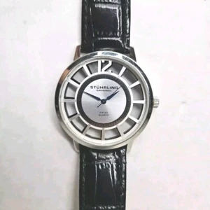 Stuhrling Winchester Del Sol Men's 40mm Silver Calfskin Quartz Watch 388S.33551 - Picture 1 of 6