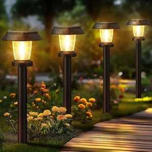Solar Pathway Lights Outdoor - 8 Pack Solar Powered Garden Lights Waterproof - Picture 1 of 7
