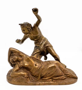 ORIGINAL 1800S ANTIQUE VIENNA BRONZE NUDE NYMPH FAUN FIGURE - Picture 1 of 11