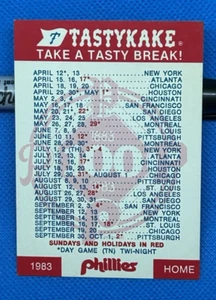 1983 Philadelphia Phillies Baseball Pocket Schedule Card - TastyKake - RARE ⚾️🔥 - Picture 1 of 3
