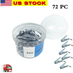 Wholesale Lot OF 72 Pc Finger Nail Clippers with File and Chain in Container 2" - Picture 1 of 3