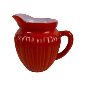 HAZEL ATLAS Pitcher Gay Rainbow Red/Orange Platonite Milk Glass Creamer Modern - Picture 1 of 9