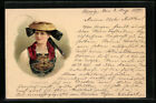 Lithographie Vierlande, Frau in Trachtenkleidung 1899 