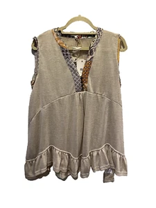 Top caballete patchwork sin mangas con volantes para mujer talla pequeña - Imagen 1 de 10