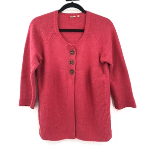 BODEN Cardigan Sweater Babydoll Pink Knit Button Front 12 Women 3/4 Sleeve Top - Picture 1 of 9
