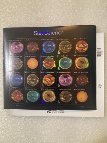 PANE of 20 USPS Sun Science 2021 Self-Adhesive Forever Stamp 1x SHEET 1x BOOKLET Cover