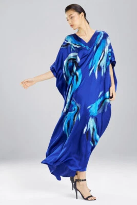 Vestido Josie Natori Couture Pinceladas Caftán 100% Seda Cuentas XS/S $2.9k Foto 1 de 4