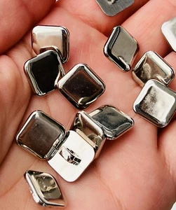 10 X Silver Shank Square buttons 12mm Jacket Blazer  Dress Blouse Shirt Ref36 - Picture 1 of 4