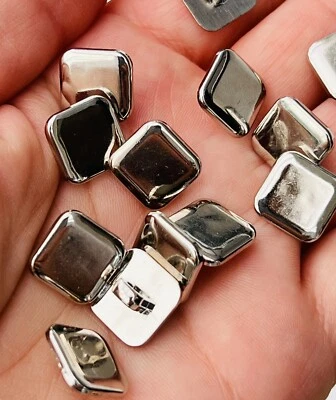 10 X Silver Shank Square buttons 12mm Jacket Blazer  Dress Blouse Shirt Ref36 - Image 1 of 4