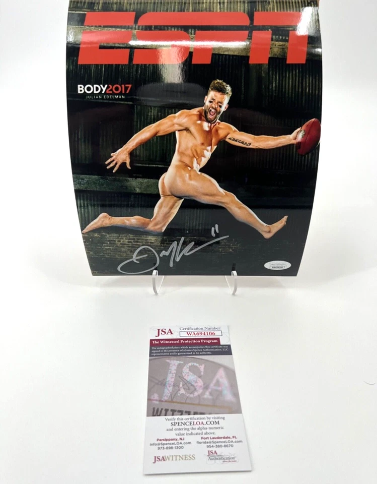 JULIAN EDELMAN NEW ENGLAND PATRIOTS SIGNED 8X10 PHOTO ESPN COVER BODY EDITION - Image 1 of 1
