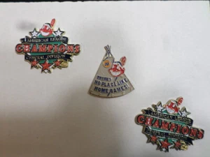 Lot of 3 1998 Cleveland Indians American League Champions Pinback w/homeplate - Picture 1 of 3