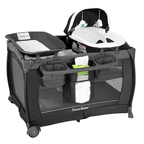 Pamo Babe P005am Deluxe Nursery Center Comfortable Playard Grey 32 Pounds