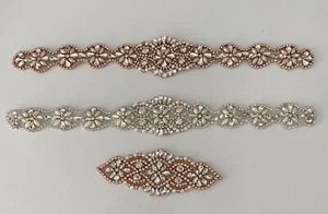 Bundle 3pcs Iron on Rhinestones embellishment motif crystal beads applique patch - Picture 1 of 14