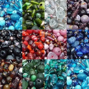 LARGE Glass Beads Mixed Handmade Indian Jewellery BUY 50g 100g 11 COLOUR 264 - Picture 1 of 18