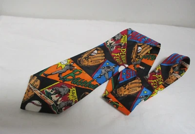 All Star Baseball Fan Silk Tie Pennant Fever World Series - Image 1 of 4