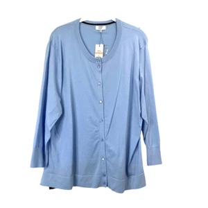 NEW Crown & Ivy button up cardigan sweater Size 2X blue preppy old money - Picture 1 of 6