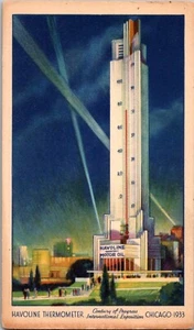Cartolina Chicago Fiera Mondiale Havoline Termometro più alto del mondo mai spedita - Foto 1 di 2