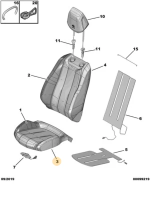 FODERA PELLE ALCANTARA SEDUTA SEDILE ANTERIORE SINISTRO PEUGEOT 308 16108345ZD Foto 1 de 4