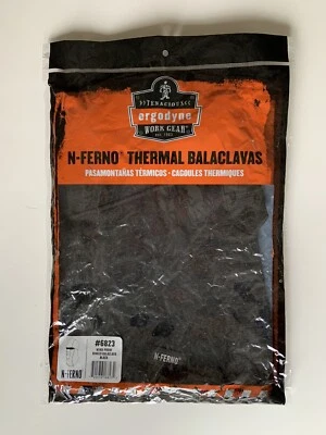 NUEVO Ergodyne N-Ferno Negro Pasamontañas Térmico A Prueba de Viento Bisagras Negro #6823 Foto 1 de 3