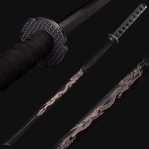 Lot of 2 Hardwood Practice Samurai Swords Black and Yellow Martial Arts Training - Picture 1 of 5