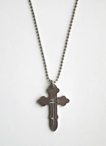 Silver Tone Orthodox Cross 1-7/8 x 1-1/4" with Chain - Picture 1 of 2