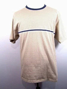 Route 66 Pullover Shirt Mens Tan Stripped with Blue Trim Size XL Crew Neck - Picture 1 of 6