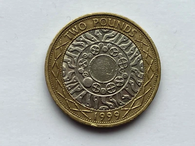 1999 TECHNOLOGY STANDING ON THE SHOULDERS OF GIANTS TWO 2 POUND COIN CIRCULATED - Image 1 of 4