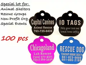 Double sided Bulk Lot Pet ID Tag Dog Cat for Shelter Rescue Non Profit Lot 100 - Picture 1 of 3