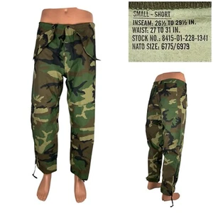 Military Woodland Camouflage Cold Weather Gore Tex Trousers Mens Small Short EUC - Picture 1 of 12