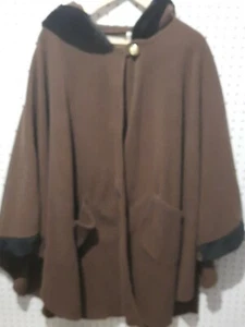 Le Moda Cape Coat Brown Black - Picture 1 of 3
