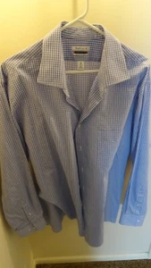 Van Heusen Dress Shirt Mens Blue Check Flex Collar Classic Fit Size 18 34/35 VGC - Picture 1 of 3