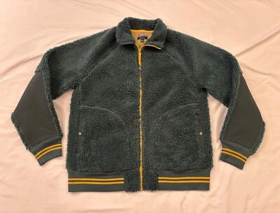 J.Crew Nordic men's Sherpa Full Zip Fleece Jacket, Color Green and Yellow, Large - Image 1 of 4