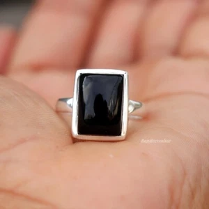Black Onyx Ring 925 Sterling Silver Woman Statement Handmade Ring All Size SH232 - Picture 1 of 9