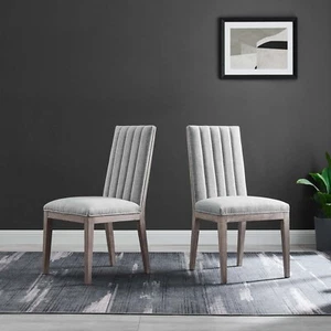 Modway French Vintage Tufted Fabric Dining Side Chairs Set of 2 - Picture 1 of 7