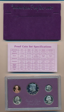 1987 U S MINT PROOF COIN SET Cover