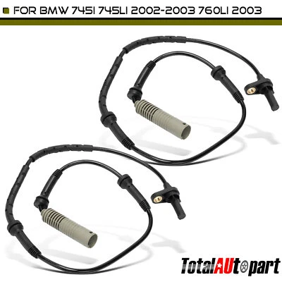 Sensor de velocidad de rueda ABS de 2 piezas para BMW 745i 745Li E65 2002-2003 760Li frontal Foto 1 de 4