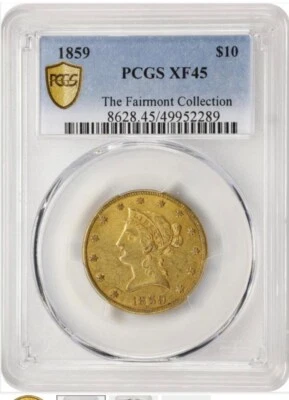 1859 $10 GOLD LIBERTY HEAD EAGLE PCGS XF 45 - Image 1 of 4