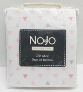 Nojo Girls Triangles Fitted Crib Sheet, Pink, Grey, White 28 X 52 inch - Picture 1 of 6