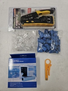 RJ45 All-in-One Ethernet Crimper w/ Network Cable Tester Tool Kit *NEW* EB-18430 - Afbeelding 1 van 6