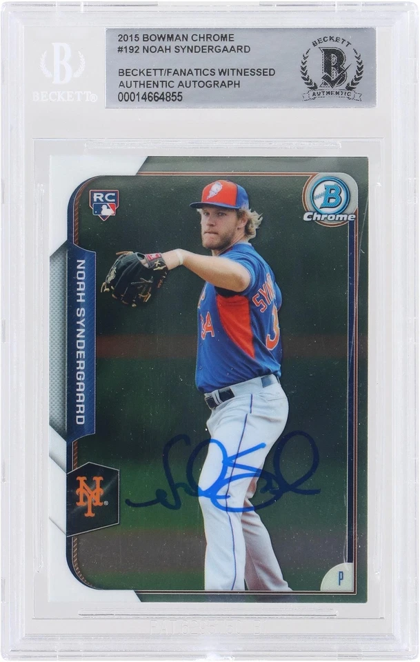 Noah Syndergaard NY Mets Signed 2015 Bowman Chrome MLB BAS Fanatics Rookie Card - Image 1 of 3
