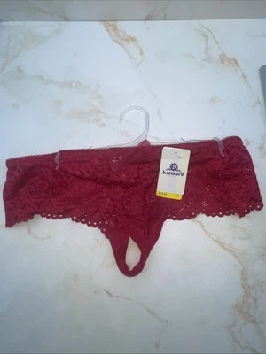 B. intration'd by Wacoal 女式 Tanga 内裤红色网眼花边花卉丁字裤 M 码 — 第 1/4 张图片
