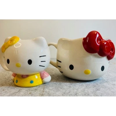 Hello Kitty кружки керамический красный бант желтый платье милый коллекционный ** лот из 2 - Изображение 1 из 4