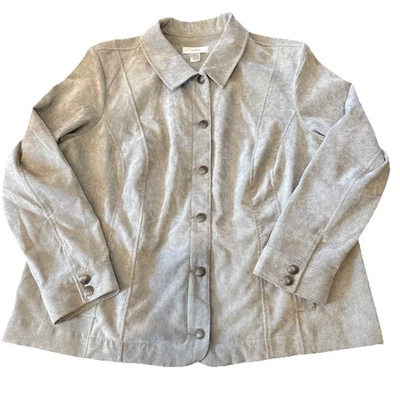 CJ Banks 2X Light Gray Corduroy Blazer Top Button Down Jacket - Image 1 of 4