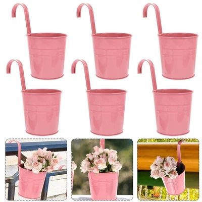 6PCS Eisen hängenden Blumentopf Geländer Zaun Balkon Garten Blumenhalter - Bild 1 von 4